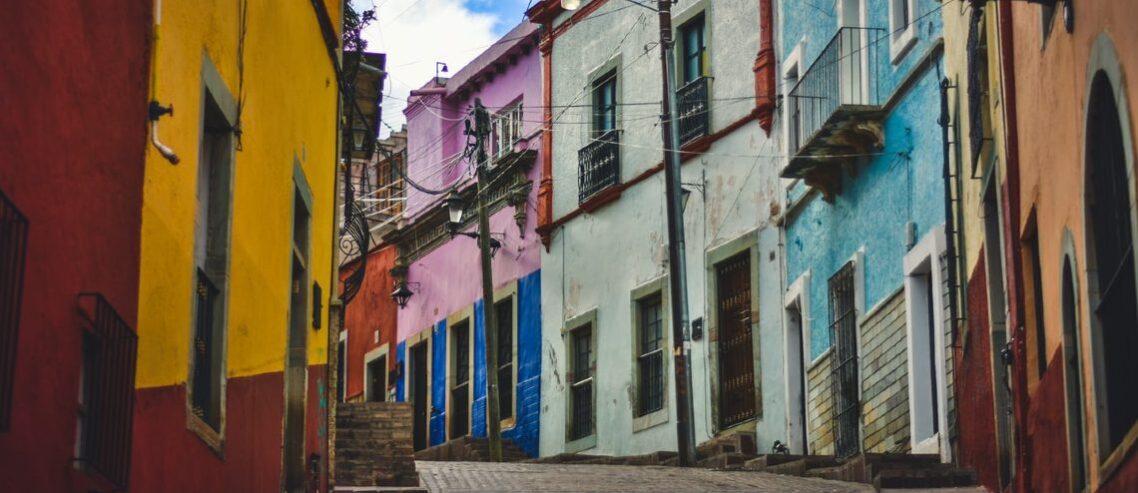 View of a row of houses in Mexico