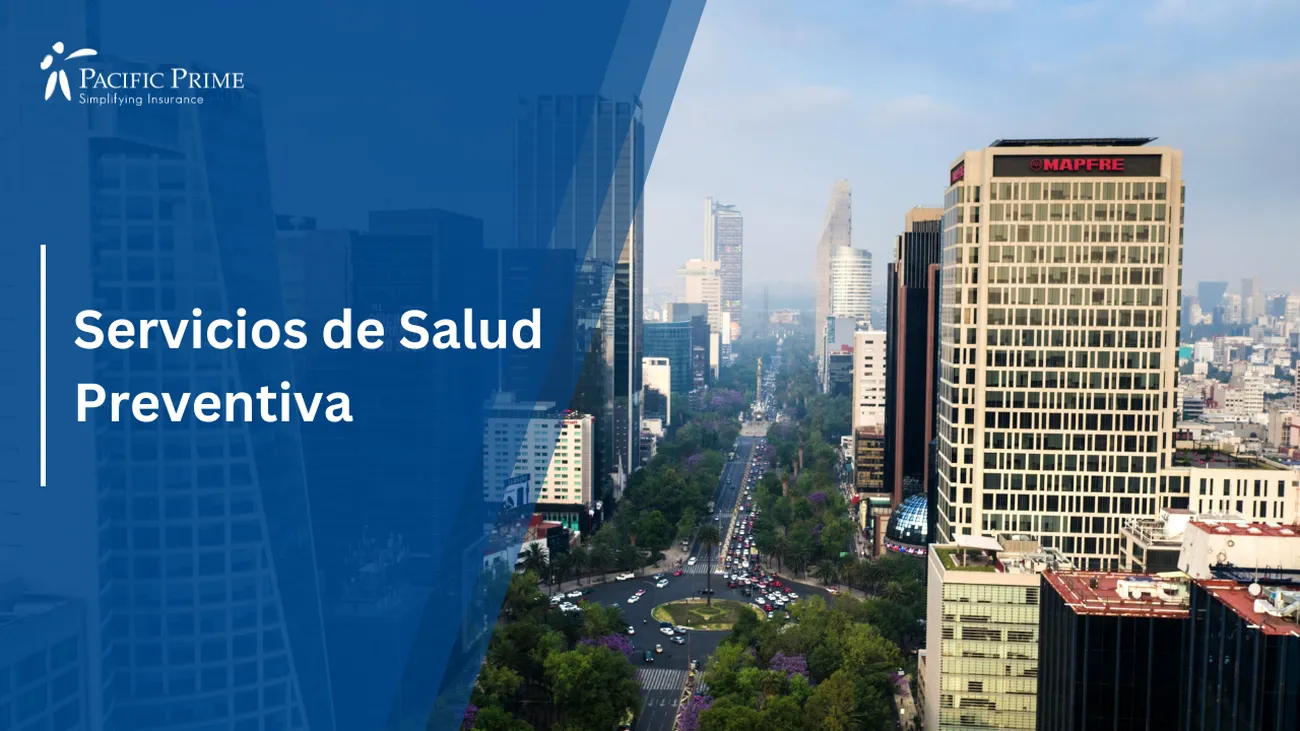 Image of Paseo De La Reforma, Lomas De Chapultepec, Cdmx, Mexico City with text overlay of "Servicios de Salud Preventiva"