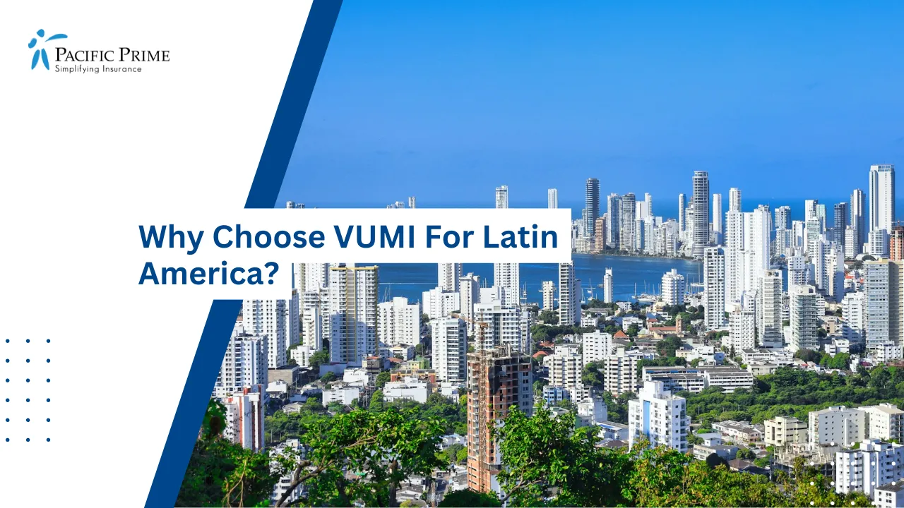 Image of Historic Cartagena Architecture Beneath A Vivid Sunset Sky In Colombia with text overlay of "Why Choose VUMI For Latin America?"