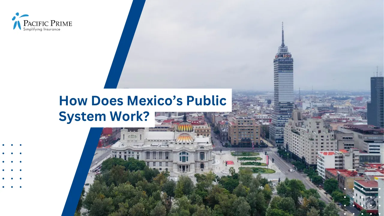 Image of Palacio De Bellas Artes And Torre Latinoamericana Above Central Mexico City with text overlay of "How Does Mexico’s Public System Work?"